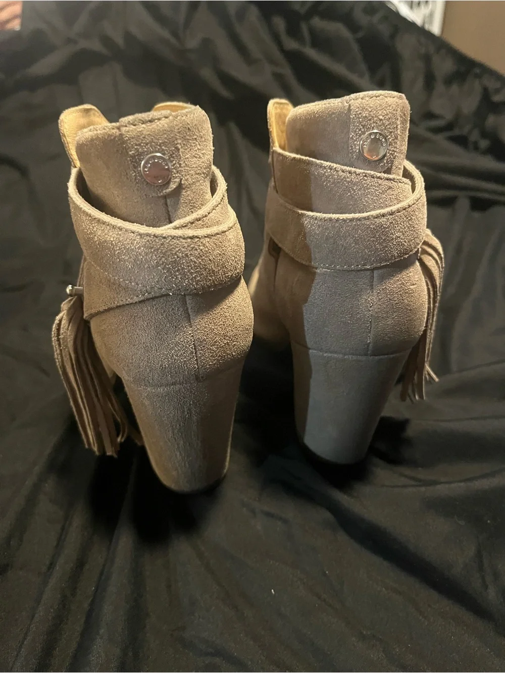 rag & bone Taupe Suede Fringe Ankle Booties